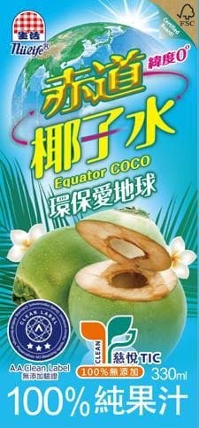生活赤道椰子水 330ml 產品主視覺